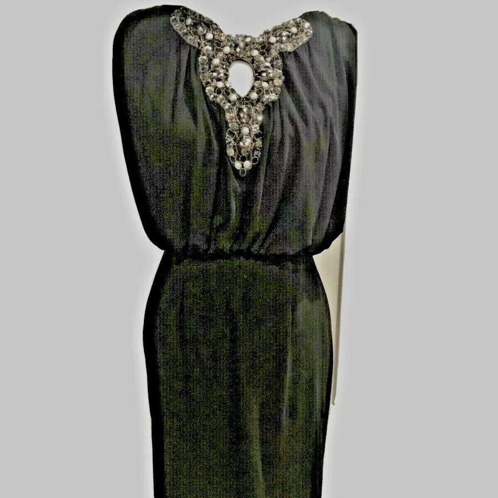 Embellished Black Sexy Party Dress Open Back